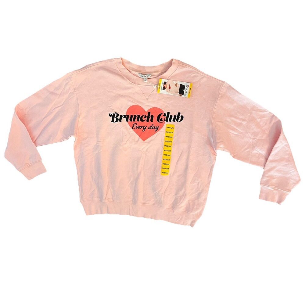Wild fox Women’s Graphic Sweatshirt Medium Cotton Pink